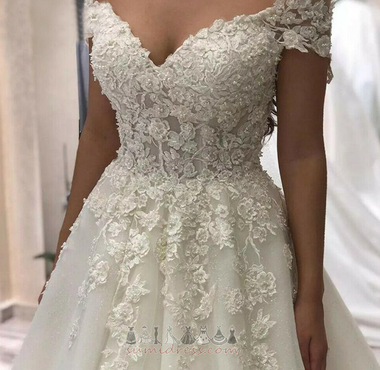 Hourglass Hall Summer Sweep Train A-Line V-Neck Wedding gown