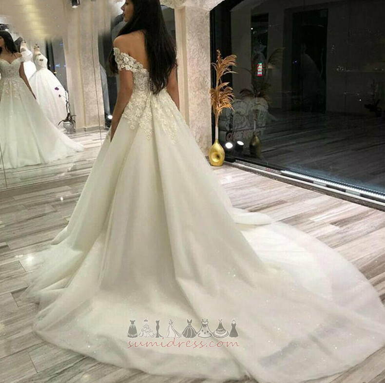 Hourglass Hall Summer Sweep Train A-Line V-Neck Wedding gown