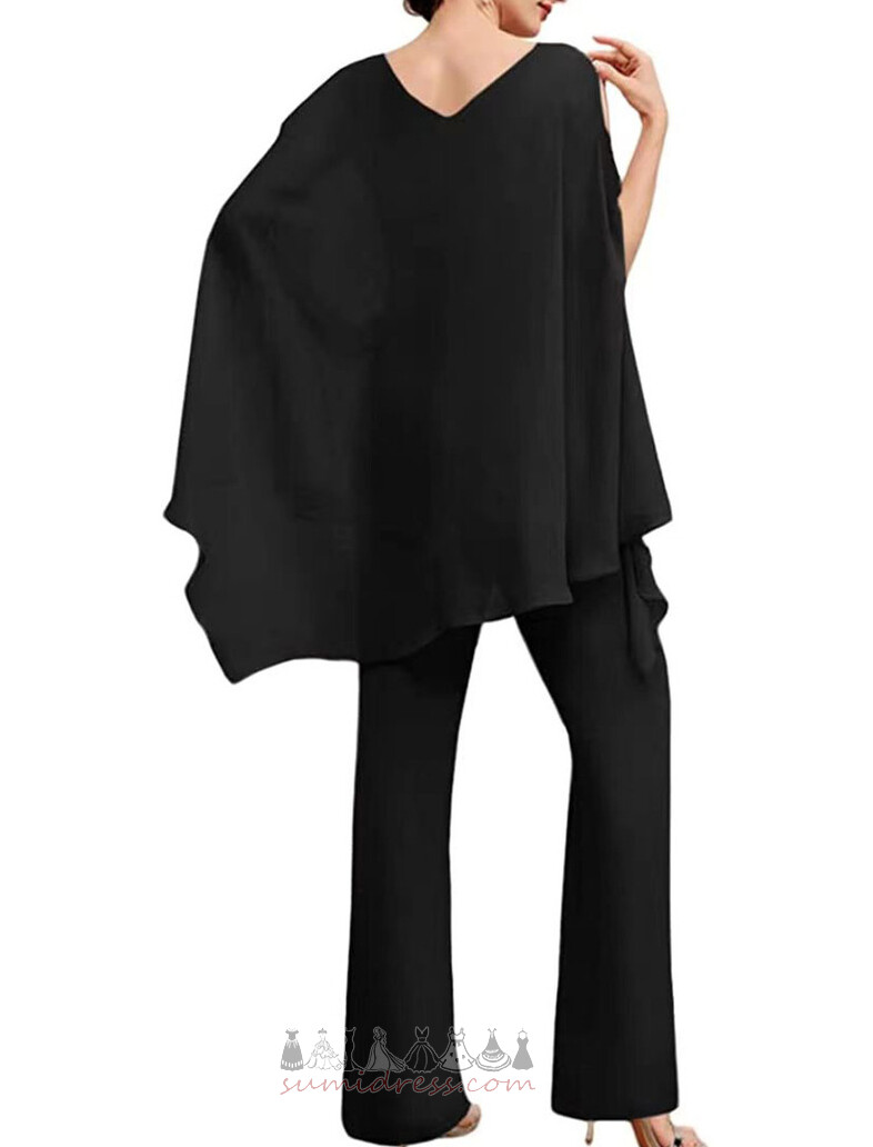 Hourglass Natural Waist Formal Two Piece V-Neck Summer Pants Suit Mother Dresses