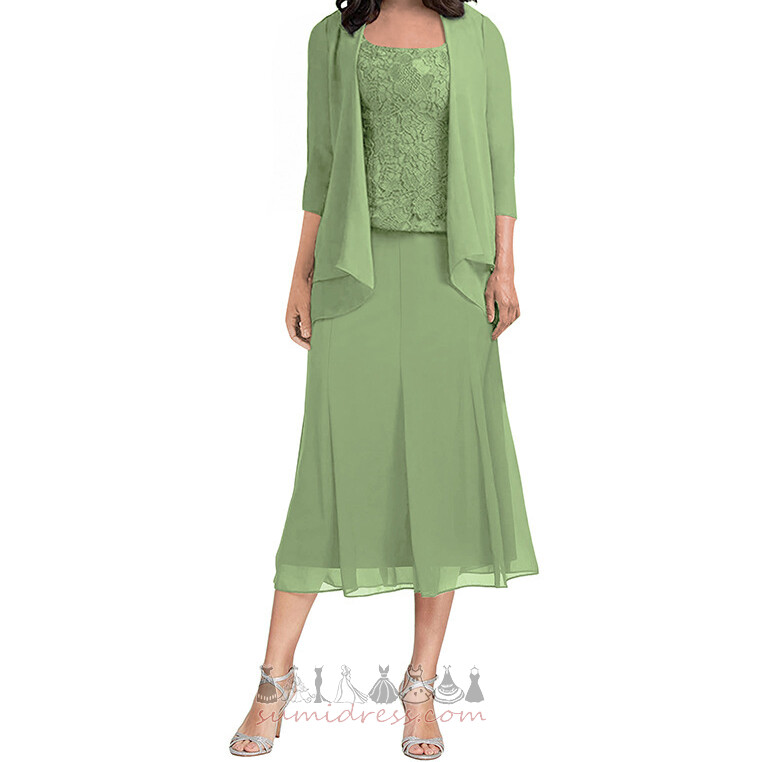 Η μητέρα φόρεμα Κοντομάνικη μπλούζα Απλικέ Το μήκος τσάι Δαντέλα Τετράγωνο Μισό Μανίκι