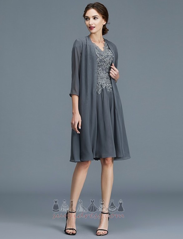 Η μητέρα φόρεμα Συμπόσιο Δαντέλα επικάλυψης Μέχρι το Γόνατο Ντραπέ Κοντομάνικο