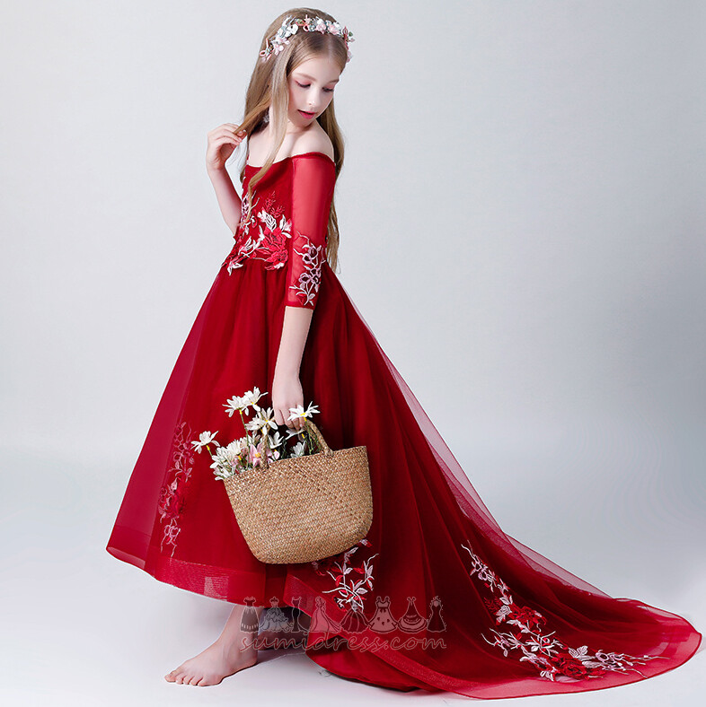 Ilgai Linija Gamtos juosmens Rodyti / našumas Vidutinis Tiulis Gėlių mergaičių suknelė
