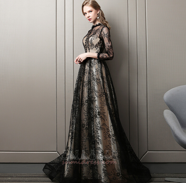 Iliuzija rankovėmis Ilgomis rankovėmis Užtrauktukas iki Oficialus Žiemos Vakarinės suknelė