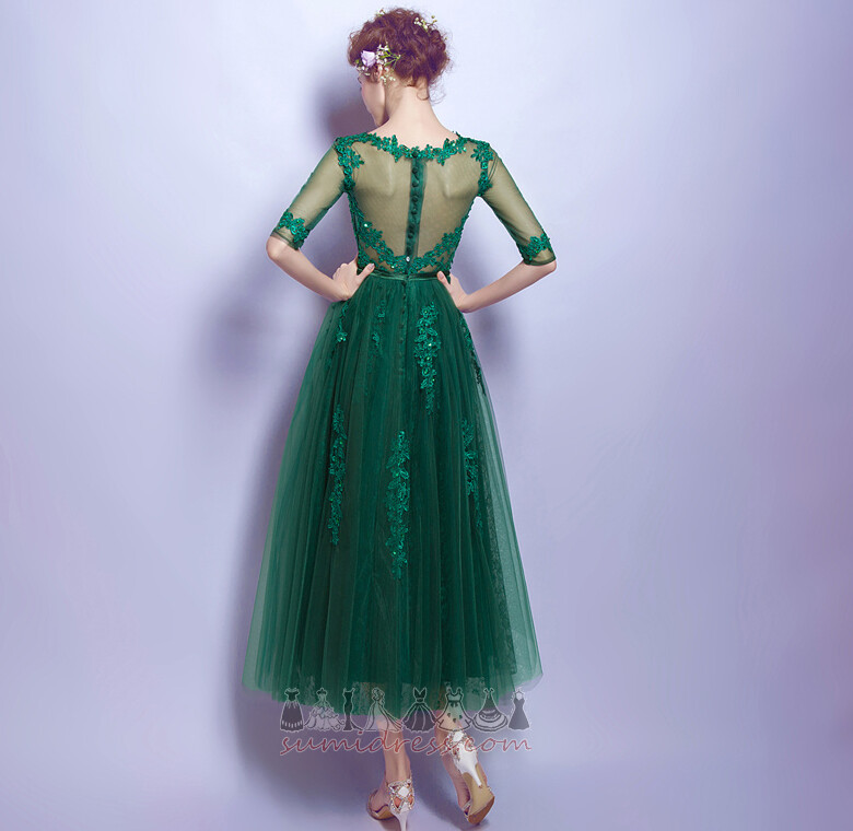 Илюзия ръкави широко гърло Линия Чай дължина луксозни Дължина 3/4 ръкави коктейлна рокля