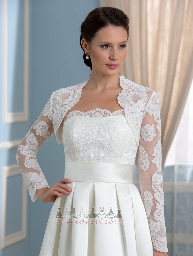 Illusion Sleeves Casual Long Sleeves Thin A-Line Strapless Wedding Dress