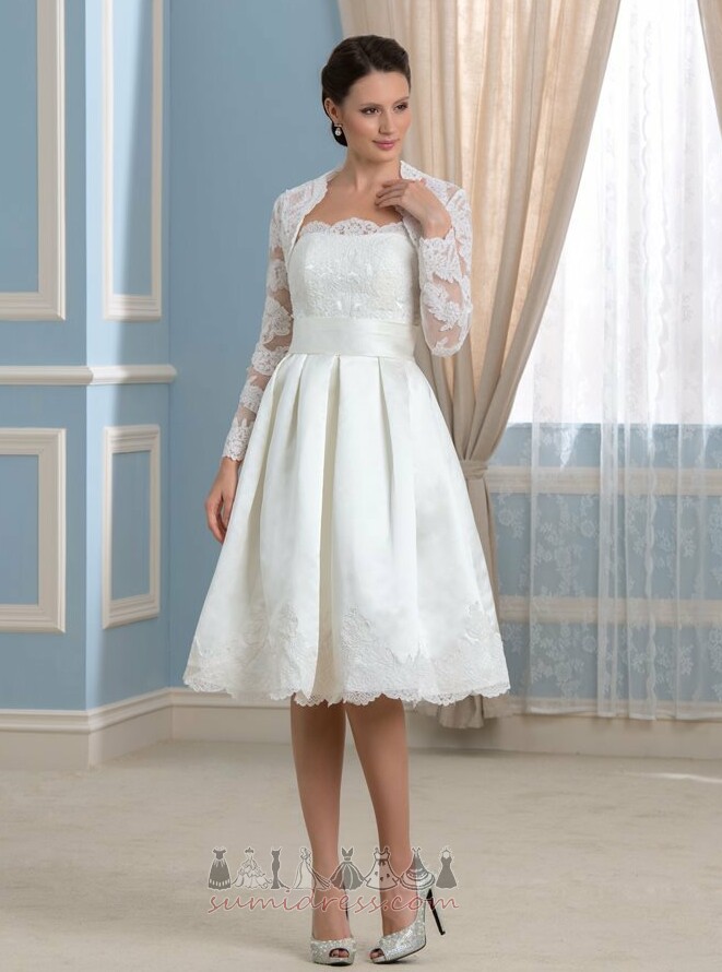Illusion Sleeves Casual Long Sleeves Thin A-Line Strapless Wedding Dress