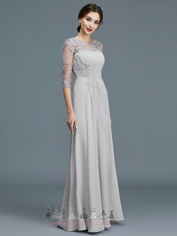 Illusion Sleeves Elegant Wedding 3/4 Length Sleeves Ankle Length Mother Dress