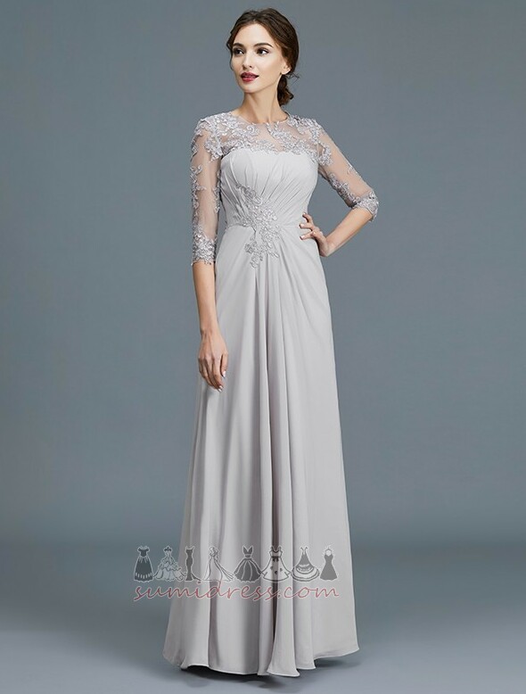 Illusion Sleeves Elegant Wedding 3/4 Length Sleeves Ankle Length Mother Dress