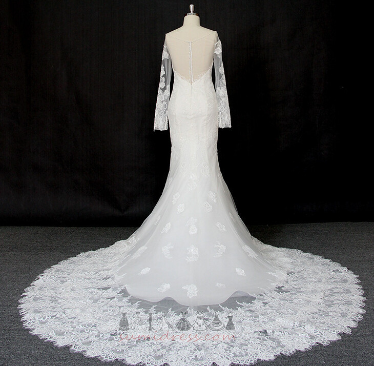 Illusion Sleeves Long Sleeves Cathedral Train Medium Mermaid Wedding Dress