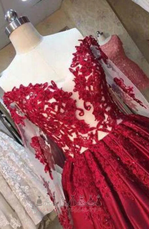 Illusion Sleeves Long Sleeves Natural Waist Medium Floor Length A-Line Prom Dress
