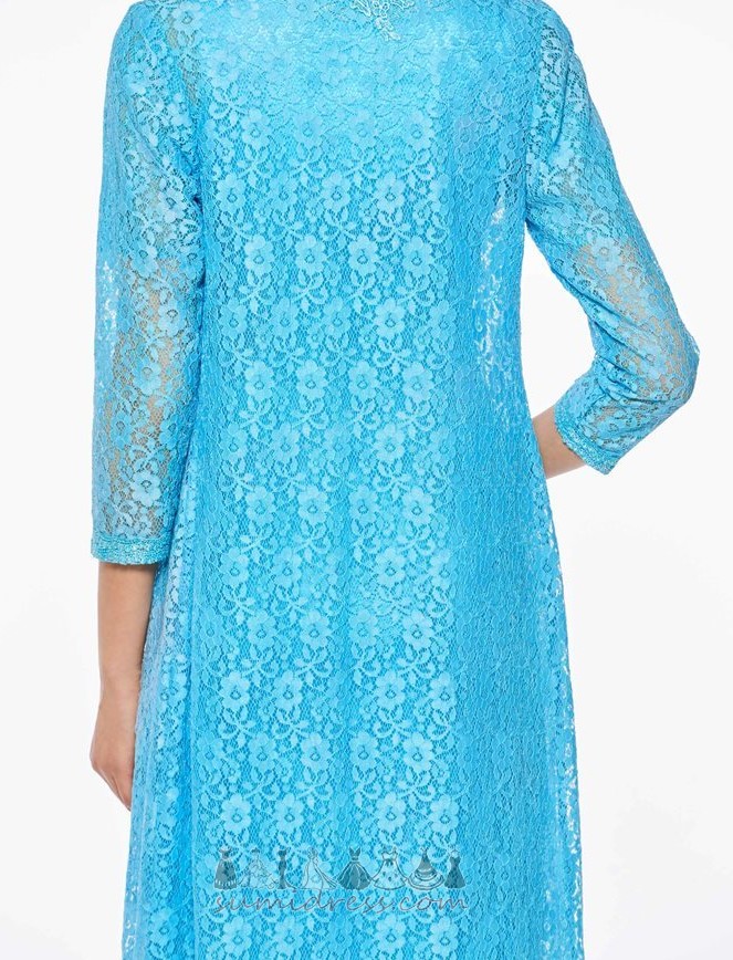 Illusion Sleeves Natural Waist Lace Short Sleeves Medium A-Line Mother Dress