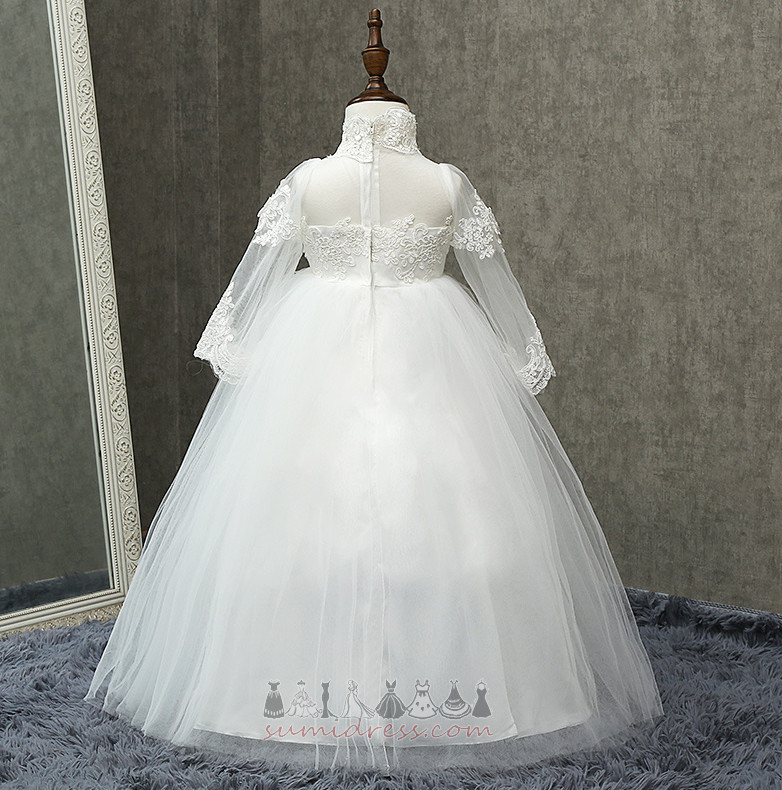 Illusion Sleeves Natural Waist Long Sleeves Tulle Fall A-Line Flower Girl Dress