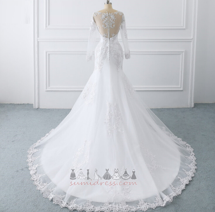 Illusion Sleeves V-Neck Hall Long Sleeves Natural Waist Zipper Up Wedding skirt