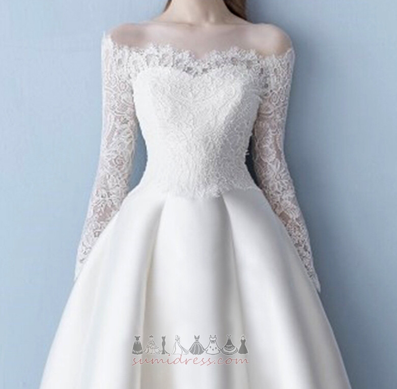 Illusion Sleeves Zipper Up Draped Long Sleeves Natural Waist Wedding Dress