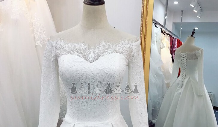 Illusion Sleeves Zipper Up Draped Long Sleeves Natural Waist Wedding Dress
