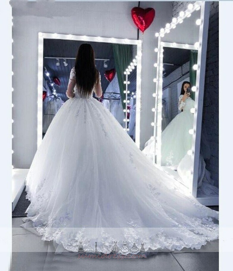 Illúzió ujjú Formális Hosszú ujjú Hall Vonalú Eladás Esküvői ruhák