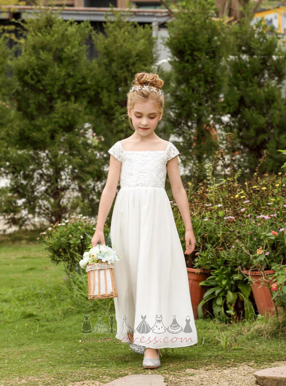 Illúzió ujjú Rövid ujjú Íj Egyszerű Vonalú Cipzár fel Virág lány ruha