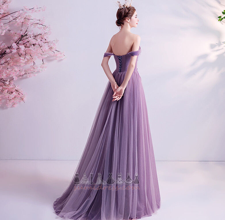 Inverted Triangle Floor Length A-Line Applique Fall Lace-up Evening gown