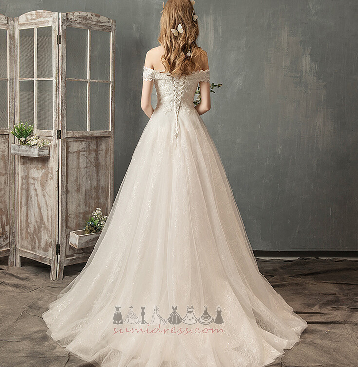 Inverted Triangle Lace-up Jewel Bodice Elegant Natural Waist Beach Wedding Dress