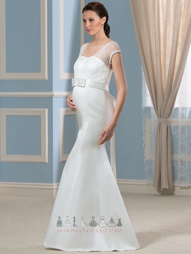 Елегантний атлас короткі рукави весна довжина підлоги імперія Весільна сукня