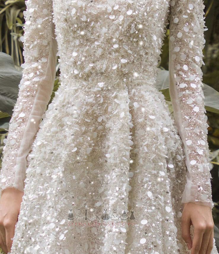 Елегантний довгі рукави Довго блискавка вгору мереживо весна Весільна сукня