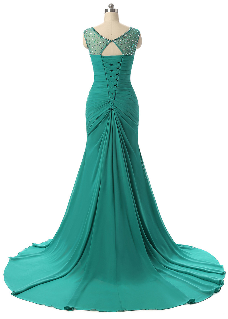 Елегантний Довго Босоніжки V-подібним вирізом безрукавний пліссірованний Вечірня сукня