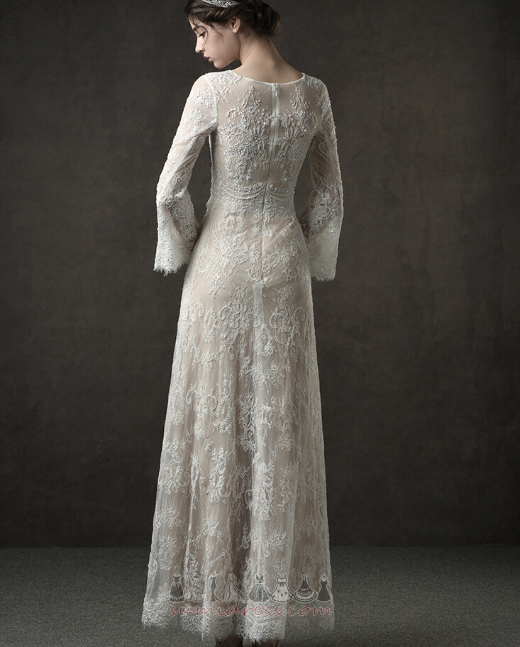 Елегантний розгортки поїзд Довго акцентована Лук потовщення природні Талія Весільна сукня