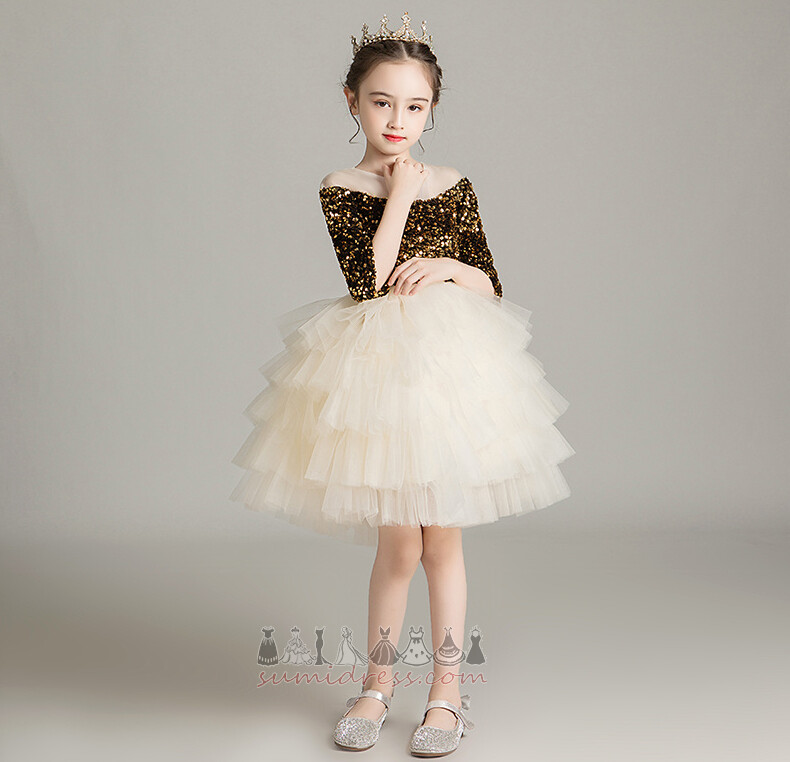 Jewel A-Line T-shirt Wedding Tulle Sequined Bodice Flower Girl Dress