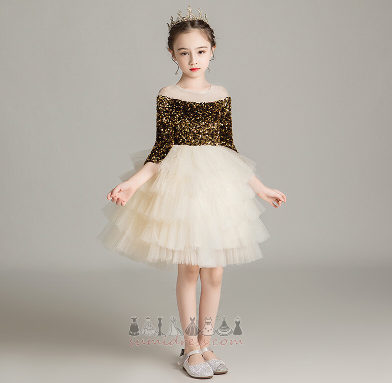 Jewel A-Line T-shirt Wedding Tulle Sequined Bodice Flower Girl Dress