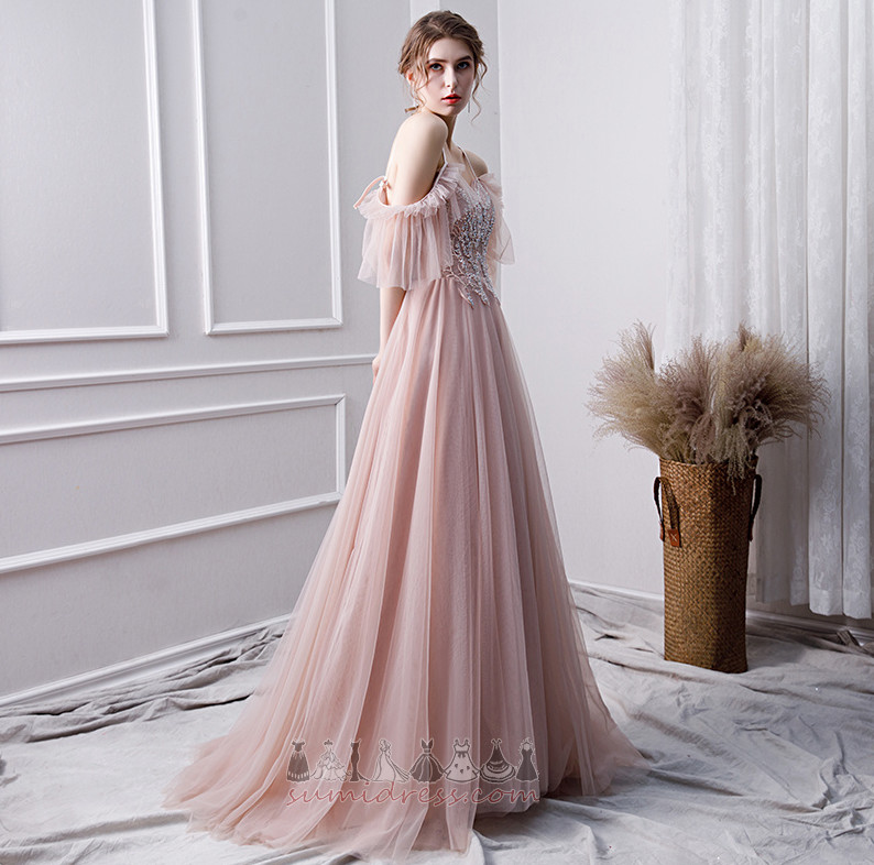 Jewel Bodice Ankle Length Sweep Train Natural Waist Lace-up A-Line Prom Dress
