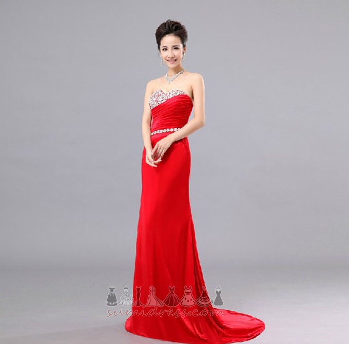 Jewel Bodice Elastic Satin Beading A-Line Backless Natural Waist Evening gown