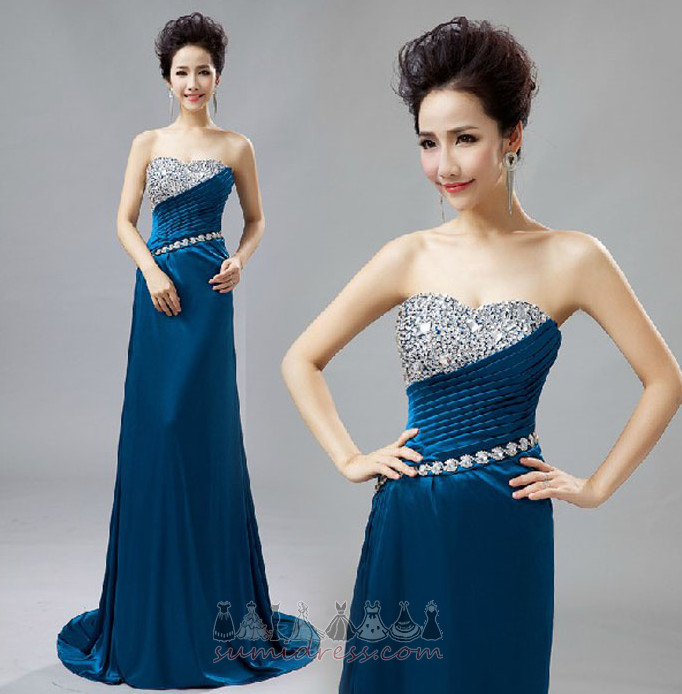 Jewel Bodice Elastic Satin Beading A-Line Backless Natural Waist Evening gown