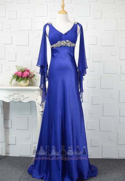 Jewel Bodice Floor Length Inverted Triangle Long Sleeves Natural Waist A-Line Evening Dress