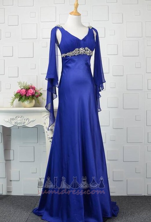 Jewel Bodice Floor Length Inverted Triangle Long Sleeves Natural Waist A-Line Evening Dress