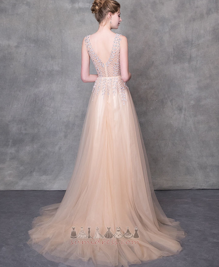 Jewel Bodice Long Elegant V-Neck Medium Natural Waist Evening gown