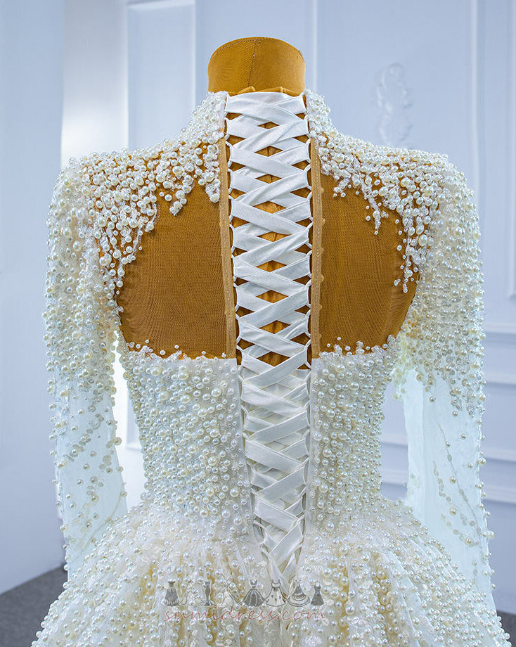 Jewel Bodice Natural Waist Court Train Thin Draped Mermaid Wedding skirt