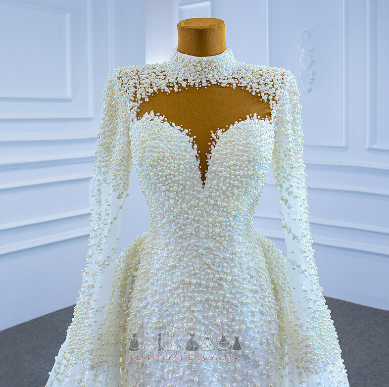 Jewel Bodice Natural Waist Court Train Thin Draped Mermaid Wedding skirt