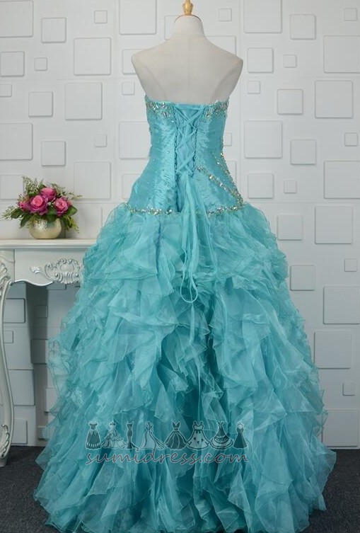 Jewel Bodice Natural Waist String Formal Sleeveless Organza Quinceanera Dress