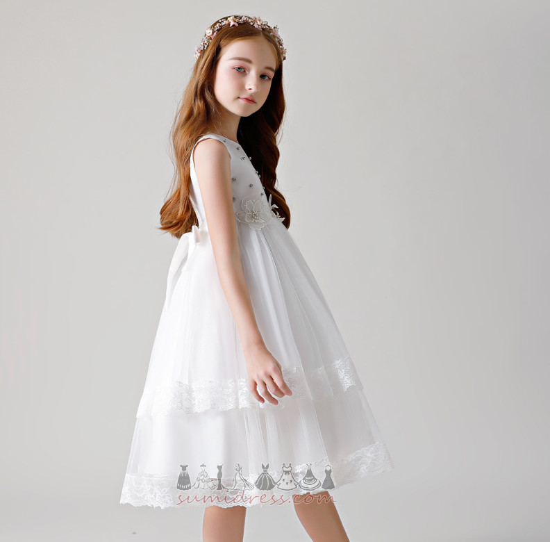 Jewel Bodice Tiered Multi Layer Jewel Zipper Up Lace Flower Girl Dress