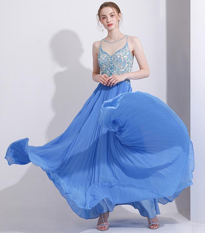 Jewel Chiffon Sleeveless Ruched Natural Waist Ankle Length Evening Dress