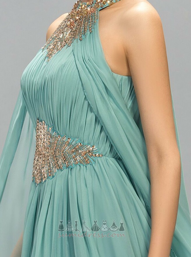 Jewel Collar A-linje Naturlig Talje Elegant Lynlås Chiffon Aften kjole