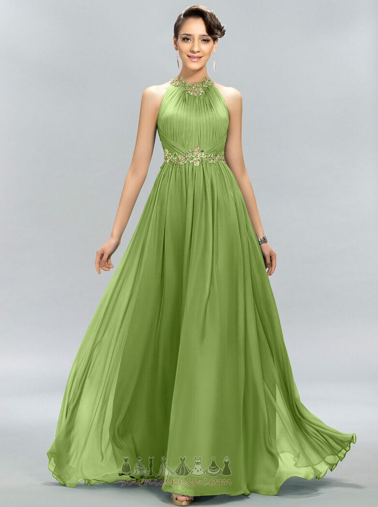 Jewel Collar A-linje Naturlig Talje Elegant Lynlås Chiffon Aften kjole