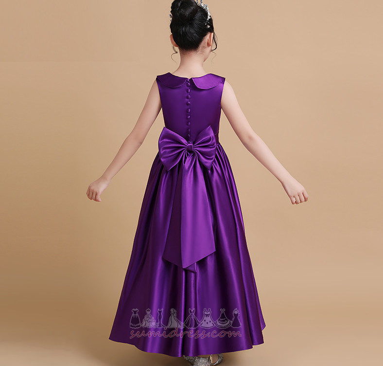 Jewel Collar Medium Ankel længde A-linje Uden ærmer Satin Blomst pige kjole
