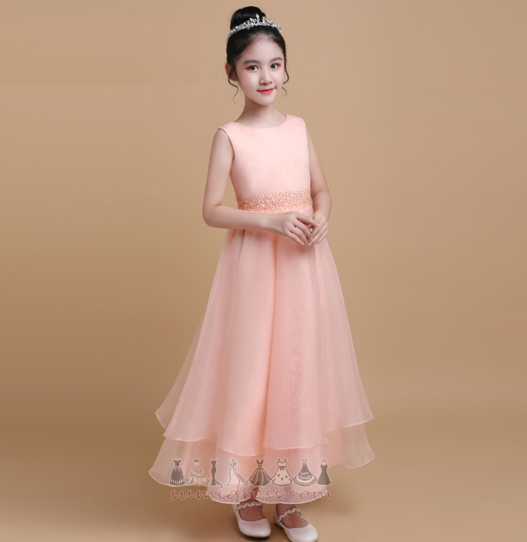 Jewel Collar Naturlig Talje Uden ærmer Ankel længde Flerlags lille pige kjole