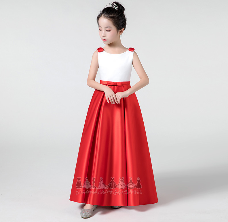 Jewel Collar Vis / Ydeevne A-linje Bow udsmykning Medium Satin Blomst pige kjole