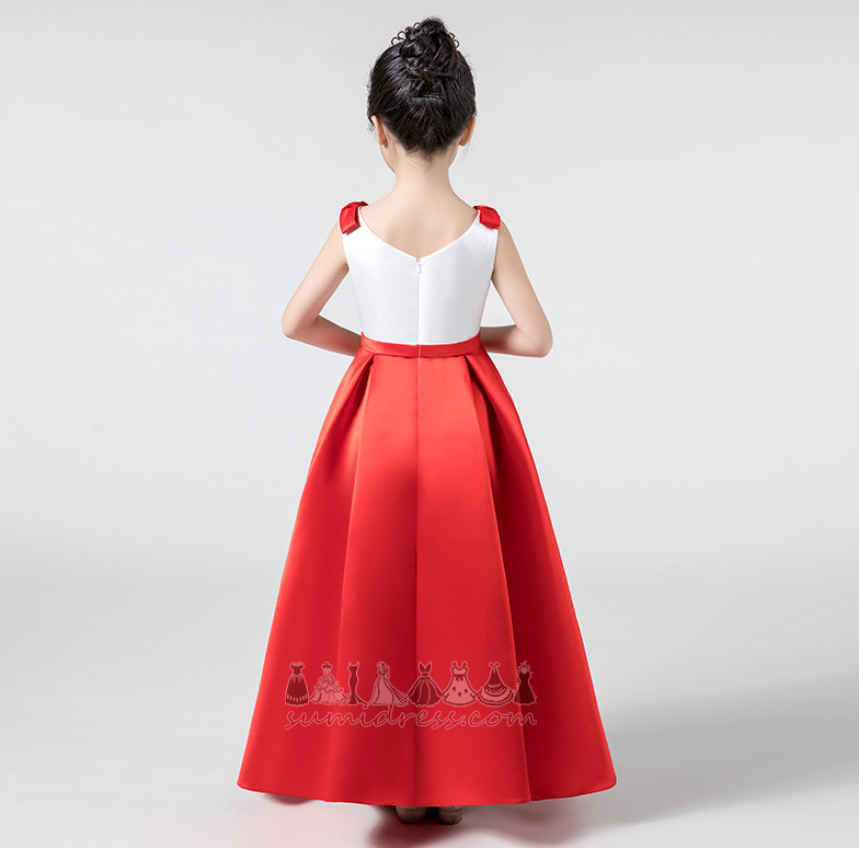 Jewel Collar Vis / Ydeevne A-linje Bow udsmykning Medium Satin Blomst pige kjole