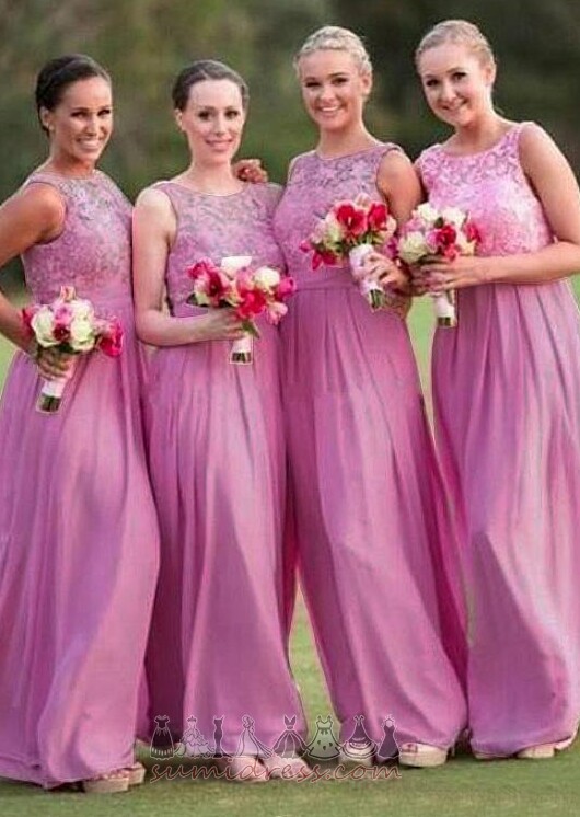 Jewel Elegant Lace Natural Waist Sleeveless Wedding Bridesmaid Dress