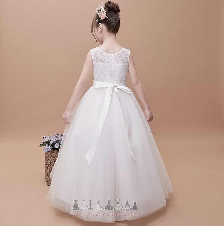 Jewel Floor Length Sleeveless Lace Formal A Line Flower Girl Dress