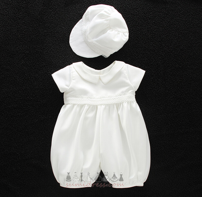 Jewel Knee Length Natural Waist Satin T-shirt Short Sleeves Baby Dress