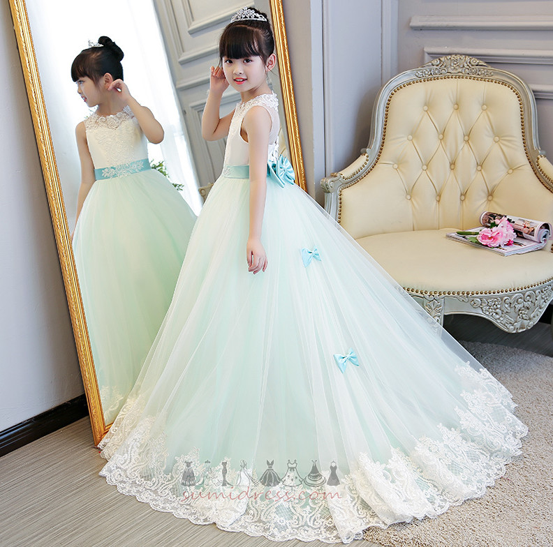 Jewel Lace Formal Natural Waist Sleeveless Lace-up Flower Girl Dress